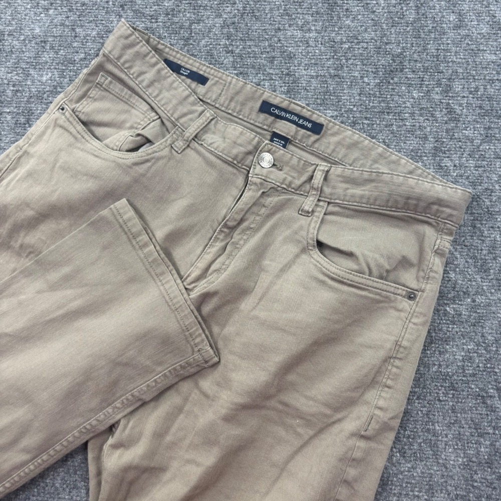 Calvin Klein Jeans Straight Leg‎ 34x30 Tan Stretch Denim Pants Mens